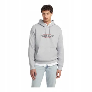 GUESS BLUZA MĘSKA Z KAPTUREM GJ HOOD REG AMERICAN SZARA r.M - Bluzy męskie - miniaturka - grafika 1