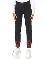 Spodnie damskie - Desigual CALIPSO Damskie spodnie jeansowe Slim Jeans, Niebieski (denim Black Wash 5162), 24W - miniaturka - grafika 1