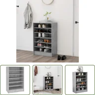 Szafki na buty - The Living Store Szafka na buty betonowa szara 60x35x92 cm materiał drewnopochodny - miniaturka - grafika 1