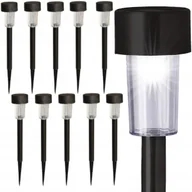 Lampy ogrodowe - 10 x Lampa LAMPKI SOLARNE słupek ogrodowe czarne - miniaturka - grafika 1