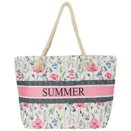 Torebki damskie - Torba plażowa duża SUMMER różowa na zamek - miniaturka - grafika 1