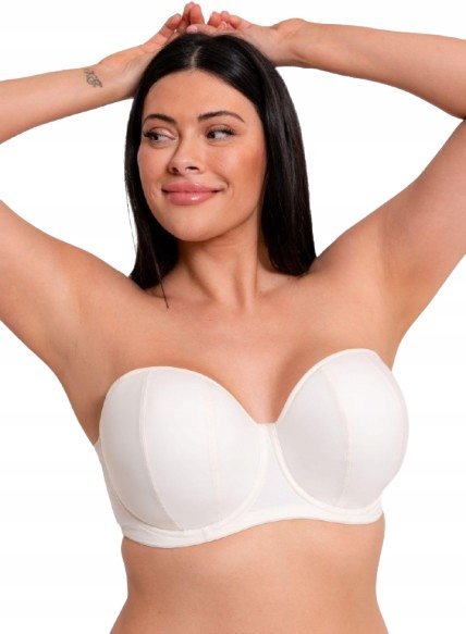CURVY KATE ECRU PÓŁUSZTYWNIANY BIUSTONOSZ Z ZAPIĘCIEM 85M JQA