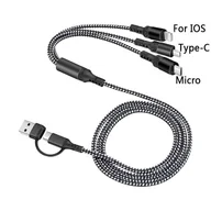 Kable USB - Kabel pleciony 5w1 - 1.2m - czarny - miniaturka - grafika 1