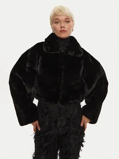 ROTATE Futro Rasia 113110100 Czarny Regular Fit - Płaszcze damskie - miniaturka - grafika 1