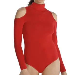 Dopasowane Body Z Półgolfem Z Wycięciami Na Ramionach Janett Czerwone Teyli - Bielizna nocna - miniaturka - grafika 1