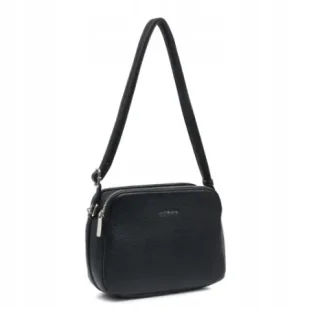 Damska Torebka Listonoszka LUIGISANTO Czarna Trzykomorowa z Paskiem - Torebki damskie Damska Torebka Listonoszka LUIGISANTO Czarna Trzykomorowa z Paskiem - Torebki damskie - miniaturka - grafika 1