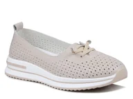 Baleriny - Baleriny damskie beżowe skórzane S.Barski 7044 na platformie ażurowe-41 - miniaturka - grafika 1