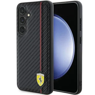 Etui Ferrari Carbon Printed Line na Samsung Galaxy S24 - czarne - Etui i futerały do telefonów - miniaturka - grafika 1