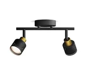 Lampy sufitowe - Philips - Oświetlenie punktowe NIALL 2xGU10/5W/230V czarne/mosiądz - miniaturka - grafika 1