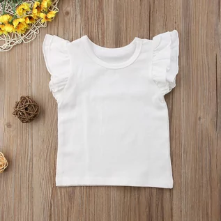 Bluzki dla niemowląt - Slowmoose Newborn Baby Fly Rękawy Top, Bawełna Stroje Sunsuit Biały 3T - grafika 1