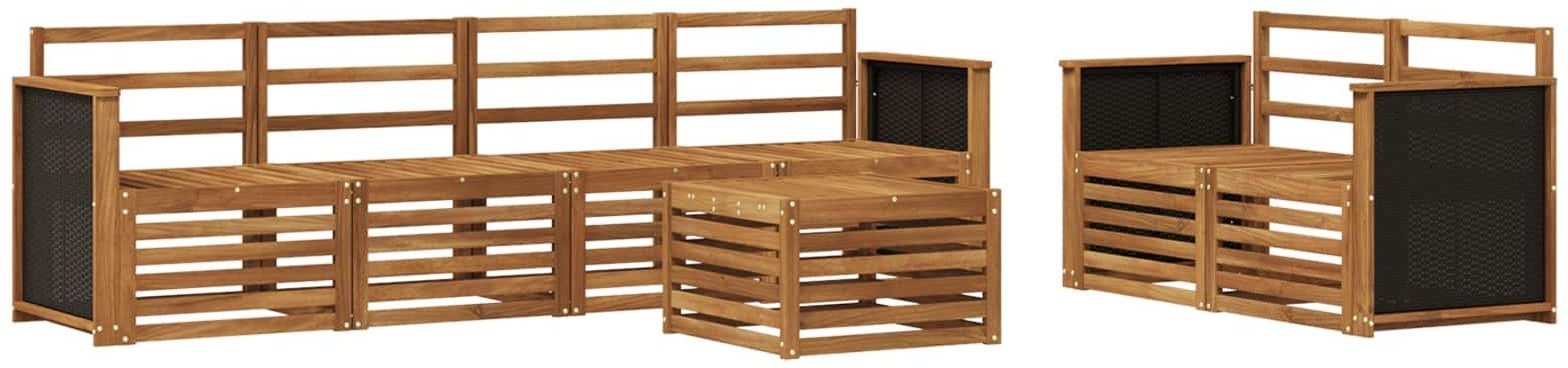 vidaXL Zestaw sof na zewnątrz 7 pcs naturalny Lite Drewno Akacji