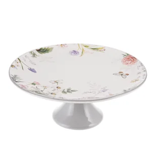 Patera ceramiczna z motywem kwiatowym 27,8 cm biało-szara - Tace i patery - miniaturka - grafika 1