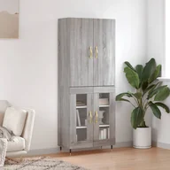 Witryny - vidaXL Witrynka szary dąb sonoma 69,5x34x180cm materiał drewnopochodny - miniaturka - grafika 1