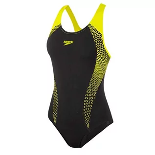 Stroje kąpielowe - Speedo Placement Laneback Strój kąpielowy Kobiety, hex black/fluo yellow DE 38 | UK 34 2020 Stroje kąpielowe 68-11389F344-38 - grafika 1