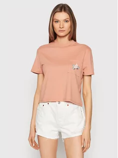 Koszulki i topy damskie - Volcom T-Shirt Pocket Dial B3512201 Różowy Relaxed Fit - grafika 1