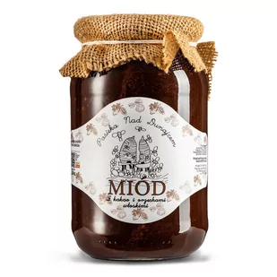 Miód naturalny nektarowy DUŻY z kakao i orzechami włoskimi czekoladowy 1,2kg - Miód - miniaturka - grafika 1