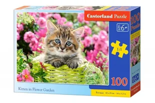 Castorland Puzzle 100 elementów. Kitten in flower garden - Puzzle - miniaturka - grafika 1
