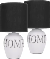Oprawy, klosze i abażury - BRUBAKER zestaw 2 lamp stołowych lub nocnych Home - Lampy stołowe z ceramiczną podstawą i kloszem z tkaniny - 32,5 cm wysokości, biało-szary - miniaturka - grafika 1