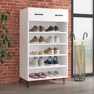 Lumarko Szafka na buty, biała, 60x35x105 cm, materiał drewnopochodny - Szafki na buty - miniaturka - grafika 1