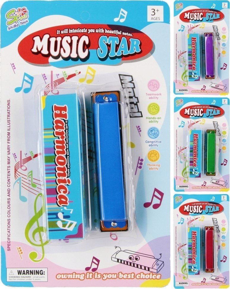 Mega Creative HARMONIJKA MET/PLAST 16X27X3 MIX4 MC B/C 96/192