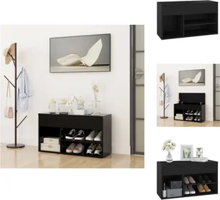 vidaXL Ławka na buty czarna 80x30x45 cm materiał drewnopochodny - Stojaki i szafki na buty - Szafki na buty - miniaturka - grafika 1
