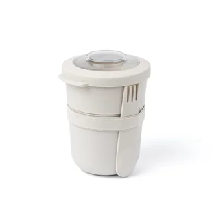 Pojemnik na jogurt 2 w 1 ze sztućcem Amuse - beżowy - Pojemniki kuchenne - miniaturka - grafika 1