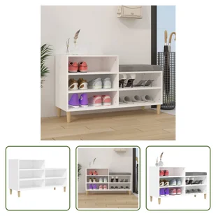 The Living Store Stojak na buty Biały 102x36x60 cm Materiał drewnopochodny - Szafki na buty - miniaturka - grafika 1