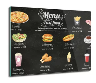 osłona płyty kuchennej druk Menu fast food 60x52, ArtprintCave - Deski do krojenia - miniaturka - grafika 1