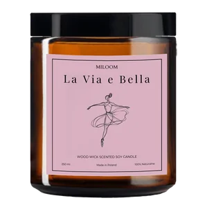 Świeca Sojowa Zapachowa z Drewnianym Knotem LA VIA E BELLA 230 ml Miloom - Świece Świeca Sojowa Zapachowa z Drewnianym Knotem LA VIA E BELLA 230 ml Miloom - Świece - miniaturka - grafika 1