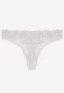 Majtki damskie - Jasnoszare Koronkowe Majtki Stringi z Bawełny Venalora - miniaturka - grafika 1