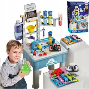 ZESTAW MAŁEGO CHEMIKA LABOLATORIUM NAUKOWE STOLIK EDUKACYJNY EKSPERYMENTY - Mały naukowiec - miniaturka - grafika 1