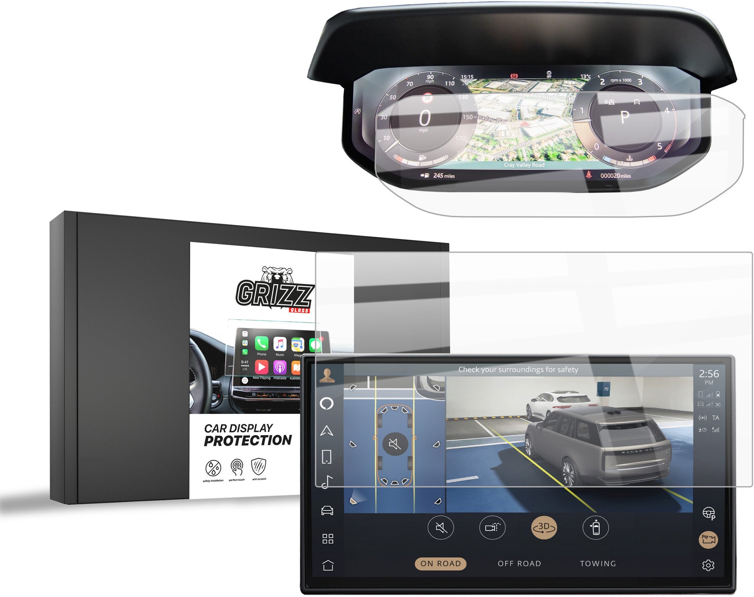 GrizzGlass Folia ceramiczna CarDisplay Protection do Range Rover 5 2021-2024 [2w1]