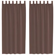 Zasłony - vidaXL Zasłony woalowe z kieszeniami na drążek 2 szt. Brązowe - miniaturka - grafika 1