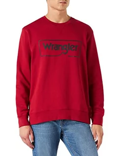 Bluzy męskie - Wrangler Męska bluza z logo Crew, RED, rozmiar 3XL - grafika 1