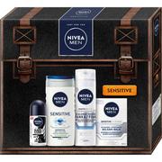 Zestawy kosmetyków męskich - Nivea XMASS Sensitive Collection - Zestaw (Żel pod prysznic 250ml+ Balsam 100ml + Pianka 200ml+ - miniaturka - grafika 1