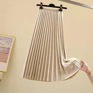 Spódnice - Plisowana spódnica midi - Beżowy - miniaturka - grafika 1