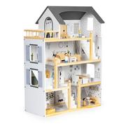 Domki dla lalek - Domek dla lalek z kompletem 18 drewnianych mebelków ECOTOYS - miniaturka - grafika 1