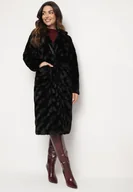 Płaszcze damskie - Czarny Płaszcz z Pikowanym Futerkiem i Wsuwanymi Kieszeniami Vertika - miniaturka - grafika 1