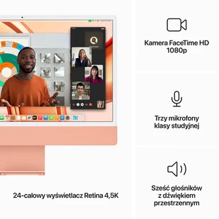 Apple iMac 24" 4,5K Retina M3 8-core CPU + 10-core GPU / 16GB / 512GB SSD / Gigabit Ethernet / Pomarańczowy (Orange) - Zestawy komputerowe - miniaturka - grafika 15