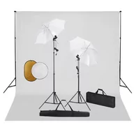 Lampy studyjne - vidaXL Zestaw studyjny Zestaw studyjny z lampami parasolkami tłem i blendami 3067072 - miniaturka - grafika 1