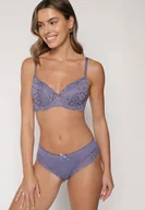 Komplety bielizny - Fioletowy Komplet Biustonosz i Majtki Typu Figi Ozdobiony Koronką Ezivane - miniaturka - grafika 1