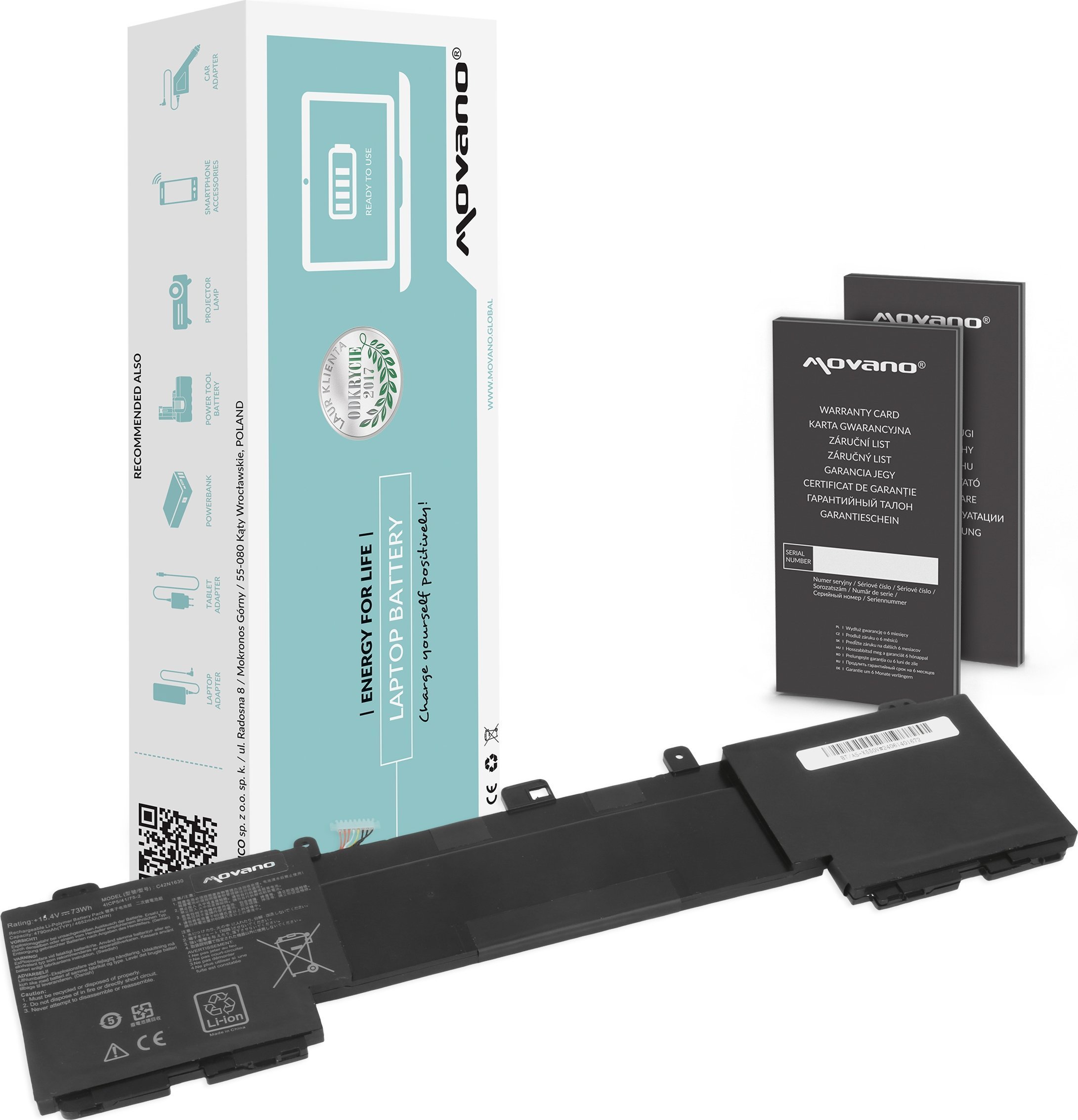 Bateria Movano Bateria Movano do Asus Zenbook Pro UX550V, UX550VD, UX550VE