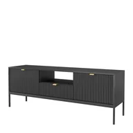 Szafki RTV - Szafka RTV RTV-154 Nova Piaski Meble Biały Mat, Złote - miniaturka - grafika 1