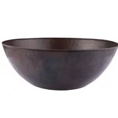 Umywalki - Miedziana umywalka nablatowa z Meksyku Tazon – Okrągła umywalka łazienkowa z ręcznie kutej miedzi 38,5x15,5 cm Unikatowa miedziana umywalka - miniaturka - grafika 1