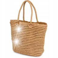 Torebki damskie - Beżowa Torba damska kosz na lato boho koszyk listonoszka - miniaturka - grafika 1