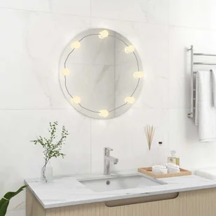 vidaXL Lustro ścienne z oświetleniem LED okrągłe szkło - Lustro ścienne z oświetleniem LED - Lustro ścienne z oświetleniem LED - Lustro ścienne - Lustro do sypialni - Lustra - miniaturka - grafika 1