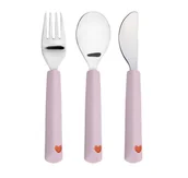 Sztućce dla dzieci - Lassig Sztućce ze stali nierdzewnej 3 el. Happy Rascals Heart lavender - miniaturka - grafika 1