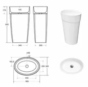 Umywalki - Besco Uniqa Matt Black&White Umywalka wolnostojąca 46x32 cm biały połysk/czarny mat + korek klik klak biały UMMC-U-WOW - odbiór osobisty: Kraków, Warszawa - miniaturka - grafika 1