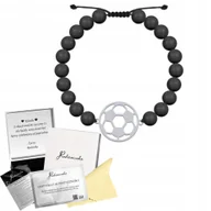 Bransolety męskie - Bransoleta Męska Piłka Nożna Srebro 925 Perły Prezent DEDYKACJA GRATIS - miniaturka - grafika 1