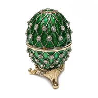 Pudełka i szkatułki - SZKATUŁKA FABERGÉ ZIELONA NA OBRĄCZKI LUB PIERŚCIONEK ZARĘCZYNOWY PREZENT - miniaturka - grafika 1